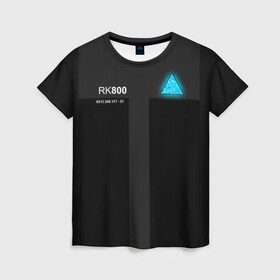 Женская футболка 3D с принтом RK800 CONNOR в городе Новоалтайск, 100% полиэфир ( синтетическое хлопкоподобное полотно) | прямой крой, круглый вырез горловины, длина до линии бедер | action | ai | android | connor | dbhpk19 | detroit become human | rk 800 | rk 900 | андроиды | детектив | игра | интерактивное кино | кара | коннор | логотип | маркус | роботы | фирменный стиль | экшн