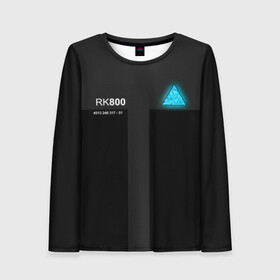 Женский лонгслив 3D с принтом RK800 CONNOR в городе Новоалтайск, 100% полиэстер | длинные рукава, круглый вырез горловины, полуприлегающий силуэт | action | ai | android | connor | dbhpk19 | detroit become human | rk 800 | rk 900 | андроиды | детектив | игра | интерактивное кино | кара | коннор | логотип | маркус | роботы | фирменный стиль | экшн