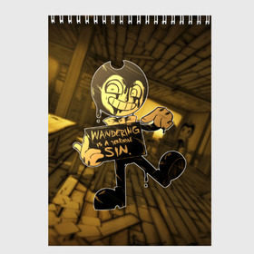 Скетчбук с принтом Bendy And The Ink Machine (42) в городе Новоалтайск, 100% бумага
 | 48 листов, плотность листов — 100 г/м2, плотность картонной обложки — 250 г/м2. Листы скреплены сверху удобной пружинной спиралью | Тематика изображения на принте: bendy | bendy and the ink machine | devil | game | horror | ink | mask | бенди | бенди и чернильная машина | краска | чернила