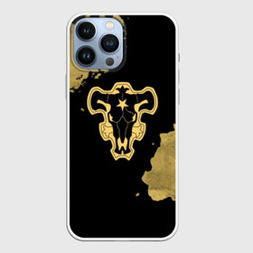 Чехол для iPhone 13 Pro Max с принтом Чёрный Бык с золотистыми пятнами в городе Новоалтайск,  |  | Тематика изображения на принте: asta | black clover | dream knights | noel | quartet knights | yami | аниме | анимэ | аста | буракку куро:ба | демон | король магов | манга | черный бык | чёрный клевер | юно