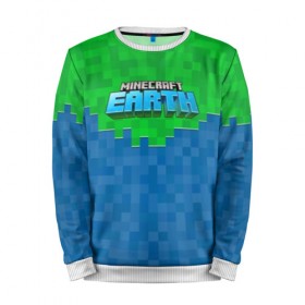 Мужской свитшот 3D с принтом MINECRAFT EARTH в городе Новоалтайск, 100% полиэстер с мягким внутренним слоем | круглый вырез горловины, мягкая резинка на манжетах и поясе, свободная посадка по фигуре | 