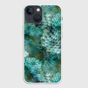 Чехол для iPhone 13 mini с принтом Чешуя русалки в городе Новоалтайск,  |  | Тематика изображения на принте: blue | color | fish | gray | green | mermaid | neyad | pattern | scales | sea | siren | skin | turquoise | wallpaper | water | бирюзовый | вода | зеленый | кожа | море | неяда | обои | паттерн | русалка | рыба | серый | сирена | цвет | чешуя