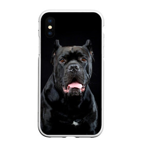 Чехол для iPhone XS Max матовый с принтом Черный кан - корсо в городе Новоалтайск, Силикон | Область печати: задняя сторона чехла, без боковых панелей | Тематика изображения на принте: animal | background | beast | black | breed | can   corso | cool | cute | dog | ears | fangs | jaw | look | muzzle | portrait | tongue | wool | взгляд | животное | зверь | кан   корсо | клыки | милый | пёс | порода | портрет | прикольно | псина | 