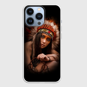 Чехол для iPhone 13 Pro с принтом Индейская девушка в городе Новоалтайск,  |  | Тематика изображения на принте: american | beauty | body | costume | dark | ethnic | face | girl | hair | look | national | nature | race | shaman | взгляд | волосы | девушка | женщина | индейский | индейцы | кор | костюм | краснокожий | красный | красота | лицо | ловец снов | макияж | 