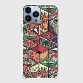 Чехол для iPhone 13 Pro Max с принтом Психоделика в городе Новоалтайск,  |  | 3d | 3д | волны | глаз | губы | картины | квадраты | куб | объектив | огонь | психоделика | рука | сердце | усы | череп