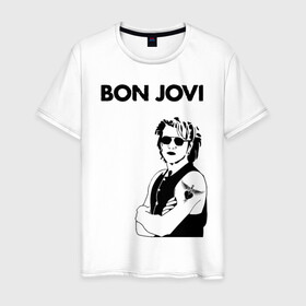 Мужская футболка хлопок с принтом Bon Jovi в городе Новоалтайск, 100% хлопок | прямой крой, круглый вырез горловины, длина до линии бедер, слегка спущенное плечо. | bon jovi | альбом | арена | бон | бон джови | глэм | группа | джови | джон | метал | музыка | надпись | песни | поп | попрок | рок | рокер | смайл | солист | софт | стена | хард | хеви | хевиметал