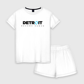 Женская пижама с шортиками хлопок с принтом DETROIT BECOME HUMAN в городе Новоалтайск, 100% хлопок | футболка прямого кроя, шорты свободные с широкой мягкой резинкой | action | ai | android | connor | dbhpk19 | detroit become human | rk 800 | rk 900 | андроиды | детектив | игра | интерактивное кино | кара | коннор | логотип | маркус | роботы | фирменный стиль | экшн