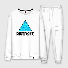 Мужской костюм хлопок с принтом DETROIT BECOME HUMAN в городе Новоалтайск, 100% хлопок | на свитшоте круглая горловина, мягкая резинка по низу. Брюки заужены к низу, на них два вида карманов: два “обычных” по бокам и два объемных, с клапанами, расположенные ниже линии бедра. Брюки с мягкой трикотажной резинкой на поясе и по низу штанин. В поясе для дополнительного комфорта — широкие завязки | action | ai | android | connor | dbhpk19 | detroit become human | rk 800 | rk 900 | андроиды | детектив | игра | интерактивное кино | кара | коннор | логотип | маркус | роботы | фирменный стиль | экшн