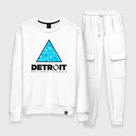 Женский костюм хлопок с принтом DETROIT BECOME HUMAN в городе Новоалтайск, 100% хлопок | на свитшоте круглая горловина, мягкая резинка по низу. Брюки заужены к низу, на них два вида карманов: два 