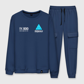 Мужской костюм хлопок с принтом RK800 CONNOR (НА СПИНЕ) в городе Новоалтайск, 100% хлопок | на свитшоте круглая горловина, мягкая резинка по низу. Брюки заужены к низу, на них два вида карманов: два “обычных” по бокам и два объемных, с клапанами, расположенные ниже линии бедра. Брюки с мягкой трикотажной резинкой на поясе и по низу штанин. В поясе для дополнительного комфорта — широкие завязки | action | ai | android | connor | dbhpk19 | detroit become human | rk 800 | rk 900 | андроиды | детектив | игра | интерактивное кино | кара | коннор | логотип | маркус | роботы | фирменный стиль | экшн