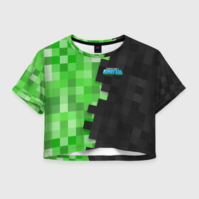 Женская футболка Cropp-top с принтом Minecraft EARTH в городе Новоалтайск, 100% полиэстер | круглая горловина, длина футболки до линии талии, рукава с отворотами | craft | creeper | earth | game | green | logo | mine | minecraft | mobile | online | world | зеленый | земля | зомби | игра | крипер | лого | майкрафт | майнкрафт | мир | мобайл | онлайн | планета | синий | текстура