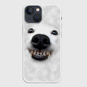 Чехол для iPhone 13 mini с принтом Собака   улыбака в городе Новоалтайск,  |  | Тематика изображения на принте: животные | зубы | мордочка | пес | прикол | смешная | собака | улыбака | улыбка | щенок | юмор