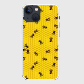 Чехол для iPhone 13 mini с принтом Пчелы в сотах в городе Новоалтайск,  |  | bee | beehive | brown | bug | honey | honeycomb | insect | toiler | yellow | букашка | желтый | коричневый | мёд | насекомое | пчела | соты | труженик | улей