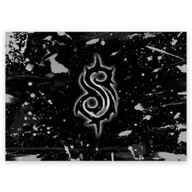 Поздравительная открытка с принтом Slipknot. в городе Новоалтайск, 100% бумага | плотность бумаги 280 г/м2, матовая, на обратной стороне линовка и место для марки
 | Тематика изображения на принте: 3d | slipknot | абстракция | брызги красок | гранж | лого | логотип | металл | музыка | ню метал группа | рок | слипкнот | текстура | эмблема