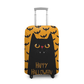 Чехол для чемодана 3D с принтом Happy Halloween в городе Новоалтайск, 86% полиэфир, 14% спандекс | двустороннее нанесение принта, прорези для ручек и колес | autumn | bat | black | cat | eyes | fangs | halloween | holiday | horror | horrors | mouse | yellow | глаза | желтый | жуть | клыки | кот | летучая | мышь | осень | праздник | ужасы | хэллоуин | черный