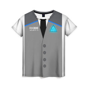 Женская футболка 3D с принтом RK800 CONNOR в городе Новоалтайск, 100% полиэфир ( синтетическое хлопкоподобное полотно) | прямой крой, круглый вырез горловины, длина до линии бедер | action | ai | android | connor | dbhpk19 | detroit become human | rk 800 | rk 900 | андроиды | детектив | игра | интерактивное кино | кара | коннор | логотип | маркус | роботы | фирменный стиль | экшн