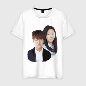 Мужская футболка хлопок с принтом Kim Tan and Cha Eun Sang в городе Новоалтайск, 100% хлопок | прямой крой, круглый вырез горловины, длина до линии бедер, слегка спущенное плечо. | Тематика изображения на принте: cha eun sang | kim tan | lee min ho | park shin hye | the heirs | ким тан | ли мин хо | наследники | пак шин хе | чха ын сан
