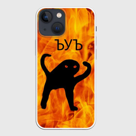 Чехол для iPhone 13 mini с принтом ЪУЪ СЪУКА в городе Новоалтайск,  |  | Тематика изображения на принте: angry | cat | cursed | internet | meme | memes | pikabu | truxkot19 | блэт | дорога | злой | интернет | кот | мем | мемы | на дороге | пикабу | прикол | приколы | руками | руки | съука | так | черный | ъеъ | ъуъ | юмор