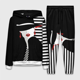 Женский костюм 3D (с толстовкой) с принтом Fashion в городе Новоалтайск,  |  | abstraction | black | clothes | ear | face | fashion | girl | gray | hat | makeup | motto | red | slogan | stripes | style | tie | white | woman | young | абстракция | белый | галстук | девиз | девушка | женщина | красный | лицо | макияж | мода | молодая 