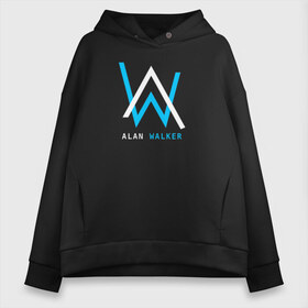 Женское худи Oversize хлопок с принтом ALAN WALKER в городе Новоалтайск, френч-терри — 70% хлопок, 30% полиэстер. Мягкий теплый начес внутри —100% хлопок | боковые карманы, эластичные манжеты и нижняя кромка, капюшон на магнитной кнопке | alan walker | aw | electro | electro music | music | алан уокер | музыка | музыкант | электро | электронная музыка