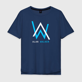 Мужская футболка хлопок Oversize с принтом ALAN WALKER в городе Новоалтайск, 100% хлопок | свободный крой, круглый ворот, “спинка” длиннее передней части | alan walker | aw | electro | electro music | music | алан уокер | музыка | музыкант | электро | электронная музыка