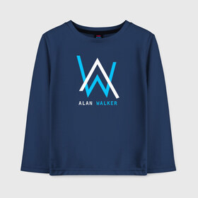 Детский лонгслив хлопок с принтом ALAN WALKER в городе Новоалтайск, 100% хлопок | круглый вырез горловины, полуприлегающий силуэт, длина до линии бедер | alan walker | aw | electro | electro music | music | алан уокер | музыка | музыкант | электро | электронная музыка