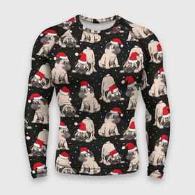 Мужской рашгард 3D с принтом Новогодние мопсы в городе Новоалтайск,  |  | black | christmas | cute | dog | funny | hat | new year | pug | puppy | red | snow | white | winter | белый | зима | красный | мило | мопс | новогодний | новый год | пёс | прикольно | рождество | снег | собака | собакен | чёрный | шапка | щенок