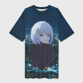 Платье-футболка 3D с принтом Origami Tobiichi в городе Новоалтайск,  |  | anime | anime girl | date a live | ангел | аниме | город | девушка | дух | мастер | небо | ночь | оригами тобиичи | оририн | персонаж | сериал | старшая школа райзен | тян | тянка