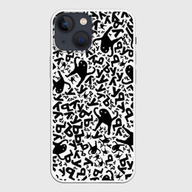 Чехол для iPhone 13 mini с принтом ЪУЪ в городе Новоалтайск,  |  | Тематика изображения на принте: белый | буквы | кот | кошка | мем | паттерн | узор | уъу | черный