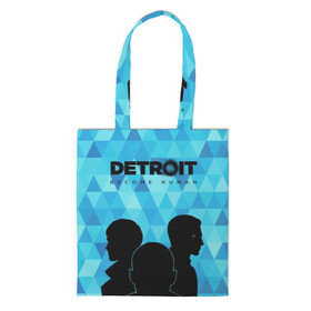 Шоппер 3D с принтом Detroit: Become Human. в городе Новоалтайск, 100% полиэстер | Плотность: 200 г/м2; Размер: 34×35 см; Высота лямок: 30 см | become human | connor | dbh | dbhpk19 | detroit | detroit city | абстракция | анимация | геометрия | детройт | игра | коннор | надпись | силуэт | стать человеком | текстура | треугольник | треугольники