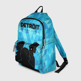 Рюкзак 3D с принтом Detroit: Become Human. в городе Новоалтайск, 100% полиэстер | лямки с регулируемой длиной, сверху петелька, чтобы рюкзак можно было повесить на вешалку. Основное отделение закрывается на молнию, как и внешний карман. Внутри два дополнительных кармана, один из которых закрывается на молнию. По бокам два дополнительных кармашка | Тематика изображения на принте: become human | connor | dbh | dbhpk19 | detroit | detroit city | абстракция | анимация | геометрия | детройт | игра | коннор | надпись | силуэт | стать человеком | текстура | треугольник | треугольники
