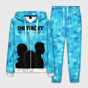 Мужской костюм 3D с принтом Detroit Become Human в городе Новоалтайск, 100% полиэстер | Манжеты и пояс оформлены тканевой резинкой, двухслойный капюшон со шнурком для регулировки, карманы спереди | become human | connor | dbh | dbhpk19 | detroit | detroit city | абстракция | анимация | геометрия | детройт | игра | коннор | надпись | силуэт | стать человеком | текстура | треугольник | треугольники