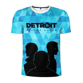 Мужская футболка 3D спортивная с принтом Detroit: Become Human. в городе Новоалтайск, 100% полиэстер с улучшенными характеристиками | приталенный силуэт, круглая горловина, широкие плечи, сужается к линии бедра | become human | connor | dbh | dbhpk19 | detroit | detroit city | абстракция | анимация | геометрия | детройт | игра | коннор | надпись | силуэт | стать человеком | текстура | треугольник | треугольники