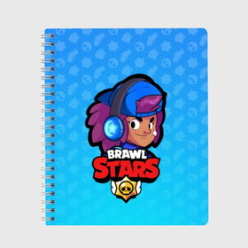 Тетрадь с принтом Shelly - BRAWL STARS в городе Новоалтайск, 100% бумага | 48 листов, плотность листов — 60 г/м2, плотность картонной обложки — 250 г/м2. Листы скреплены сбоку удобной пружинной спиралью. Уголки страниц и обложки скругленные. Цвет линий — светло-серый
 | brawl | bull | colt | crow | el primo | game | games | leon | moba | online | penny | poco | shelly | spike | star | stars | wanted | брав | бравл | браво | звезда | звезды | игра | игры | онлайн | старс