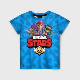 Детская футболка 3D с принтом BRAWL STARS в городе Новоалтайск, 100% гипоаллергенный полиэфир | прямой крой, круглый вырез горловины, длина до линии бедер, чуть спущенное плечо, ткань немного тянется | android | brawl stars | bull | colt | games | mobile game | stars | берли | бо | брок | ворон | джесси | динамайк | дэррил | игры | кольт | леон | мобильные игры | мортис | нита | пайпер | пенни | поко | пэм | рикошет | спайк | тара | фрэн