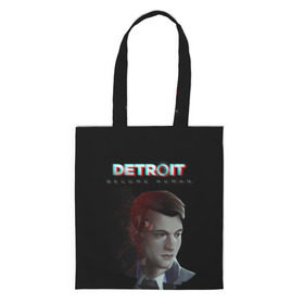 Шоппер 3D с принтом Detroit: Become Human. в городе Новоалтайск, 100% полиэстер | Плотность: 200 г/м2; Размер: 34×35 см; Высота лямок: 30 см | become human | connor | dbh | dbhpk19 | detroit | detroit city | glitch | абстракция | геометрия | детройт | игра | коннор | надпись | стать человеком | текстура | треугольник | треугольники