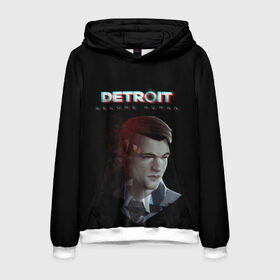 Мужская толстовка 3D с принтом Detroit Become Human в городе Новоалтайск, 100% полиэстер | двухслойный капюшон со шнурком для регулировки, мягкие манжеты на рукавах и по низу толстовки, спереди карман-кенгуру с мягким внутренним слоем. | become human | connor | dbh | dbhpk19 | detroit | detroit city | glitch | абстракция | геометрия | детройт | игра | коннор | надпись | стать человеком | текстура | треугольник | треугольники