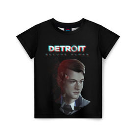 Детская футболка 3D с принтом Detroit: Become Human. в городе Новоалтайск, 100% гипоаллергенный полиэфир | прямой крой, круглый вырез горловины, длина до линии бедер, чуть спущенное плечо, ткань немного тянется | Тематика изображения на принте: become human | connor | dbh | dbhpk19 | detroit | detroit city | glitch | абстракция | геометрия | детройт | игра | коннор | надпись | стать человеком | текстура | треугольник | треугольники