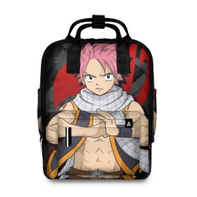 Женский рюкзак 3D с принтом Fairy Tail, Нацу в городе Новоалтайск, 100% полиэстер | лямки с регулируемой длиной, сверху ручки, чтобы рюкзак нести как сумку. Основное отделение закрывается на молнию, как и внешний карман. Внутри два дополнительных кармана, один из которых закрывается на молнию. По бокам два дополнительных кармашка, куда поместится маленькая бутылочка
 | Тематика изображения на принте: fairy tail | аниме | легенда о хвосте феи | манга | нацу | нацу драгнил | сказка о хвосте феи | хвост феи