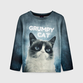 Детский лонгслив 3D с принтом Grumpy Cat в городе Новоалтайск, 100% полиэстер | длинные рукава, круглый вырез горловины, полуприлегающий силуэт
 | Тематика изображения на принте: кот | котики | коты | мем | мемы | сердитый кот