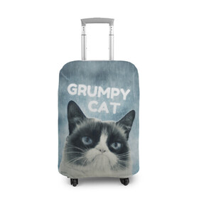 Чехол для чемодана 3D с принтом Grumpy Cat в городе Новоалтайск, 86% полиэфир, 14% спандекс | двустороннее нанесение принта, прорези для ручек и колес | кот | котики | коты | мем | мемы | сердитый кот