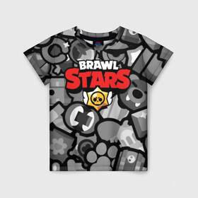 Детская футболка 3D с принтом BRAWL STARS в городе Новоалтайск, 100% гипоаллергенный полиэфир | прямой крой, круглый вырез горловины, длина до линии бедер, чуть спущенное плечо, ткань немного тянется | brawl | bull | colt | crow | el primo | game | games | leon | moba | online | penny | poco | shelly | spike | star | stars | wanted | брав | бравл | браво | звезда | звезды | игра | игры | лого | моба | онлайн | старс