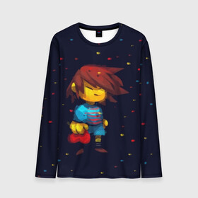 Мужской лонгслив 3D с принтом Фриск - UNDERTALE в городе Новоалтайск, 100% полиэстер | длинные рукава, круглый вырез горловины, полуприлегающий силуэт | annoying | asriel | chara | dog | frisk | game | games | papyrus | sans | tale | under | undertale | азриэль | андертейл | игра | игры | надоедливая | надоедливые | папирус | санс | собака | собаки | фриск | чара