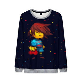 Мужской свитшот 3D с принтом Фриск - UNDERTALE в городе Новоалтайск, 100% полиэстер с мягким внутренним слоем | круглый вырез горловины, мягкая резинка на манжетах и поясе, свободная посадка по фигуре | Тематика изображения на принте: annoying | asriel | chara | dog | frisk | game | games | papyrus | sans | tale | under | undertale | азриэль | андертейл | игра | игры | надоедливая | надоедливые | папирус | санс | собака | собаки | фриск | чара