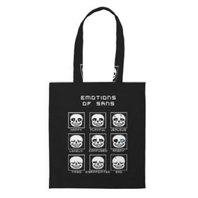 Шоппер 3D с принтом Emotions of sans в городе Новоалтайск, 100% полиэстер | Плотность: 200 г/м2; Размер: 34×35 см; Высота лямок: 30 см | alphys | animation | asriel | comic dub | comic dubs | deltarune | gaming | toriel | undertale | андертеил | история | подземная | фриск | чай тв | чара