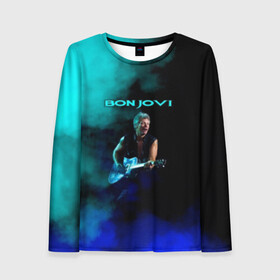 Женский лонгслив 3D с принтом Bon Jovi в городе Новоалтайск, 100% полиэстер | длинные рукава, круглый вырез горловины, полуприлегающий силуэт | bon jovi | john | альбом | арена | бон | бон джови | глэм | группа | джови | джон | метал | музыка | надпись | песни | поп | попрок | рок | рокер | смайл | солист | софт | стена | хард | хеви | хевиметал