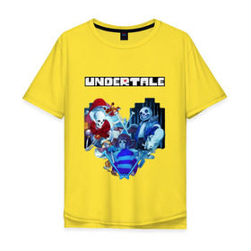 Мужская футболка хлопок Oversize с принтом UNDERTALE в городе Новоалтайск, 100% хлопок | свободный крой, круглый ворот, “спинка” длиннее передней части | frisk | game | good jokes | sans | undertale | андертал | андертейл | асгор | дримур | дримурр | игра | игры | кости | логотип | надпись | папирус | подземелье | санс | сердечко | сердце | стрим | ториэль | ужас | флауи | фриск