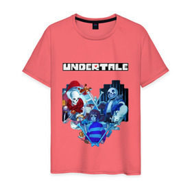 Мужская футболка хлопок с принтом UNDERTALE в городе Новоалтайск, 100% хлопок | прямой крой, круглый вырез горловины, длина до линии бедер, слегка спущенное плечо. | frisk | game | good jokes | sans | undertale | андертал | андертейл | асгор | дримур | дримурр | игра | игры | кости | логотип | надпись | папирус | подземелье | санс | сердечко | сердце | стрим | ториэль | ужас | флауи | фриск
