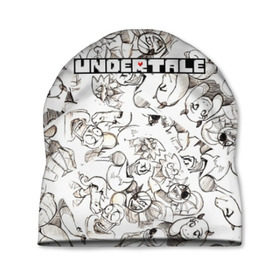Шапка 3D с принтом UNDERTALE в городе Новоалтайск, 100% полиэстер | универсальный размер, печать по всей поверхности изделия | frisk | game | good jokes | sans | undertale | андертал | андертейл | асгор | дримур | дримурр | игра | игры | кости | логотип | надпись | папирус | паттерн | подземелье | санс | сердечко | сердце | стрим | ториэль | ужас