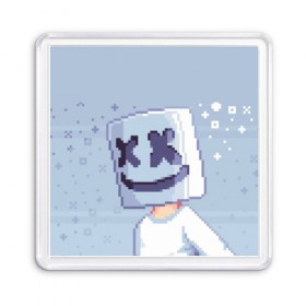 Магнит 55*55 с принтом Marshmello Pixel в городе Новоалтайск, Пластик | Размер: 65*65 мм; Размер печати: 55*55 мм | fortnite | joytime | marshmallow | marshmello | маршмелло | маршмеллоу | фортнайт